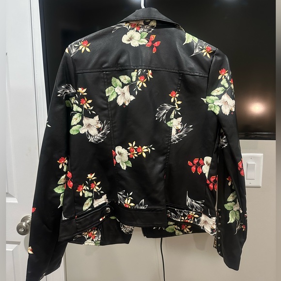 Floral Faux Leather Studded Jacket - Picture 4 of 6